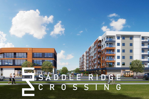 Rendering of the Saddle Ridge Crossing mixed-use buildings